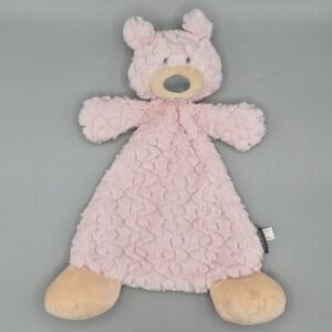 Demdaco Pink Furry Bear Lovey Full Body Security Blanket Thumbie Rattles